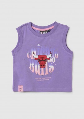 OVS παιδική αμάνικη μπλούζα με Chicago Bulls print Regular Fit - 002302267 Βιολετί