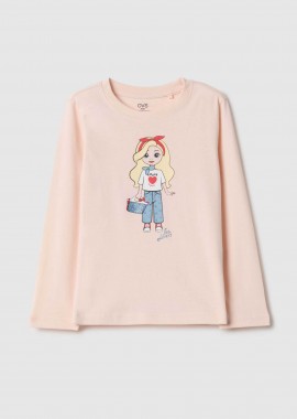OVS KIDS - OVS παιδική μπλούζα βαμβακερή με print Regular Fit - 002551369 Μπεζ