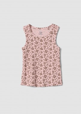 OVS παιδική αμάνικη μπλούζα ribbed με all-over print - 002688233 Ροζ