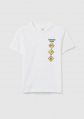 OVS παιδικό T-shirt με print Regular Fit - 002269152 Λευκό