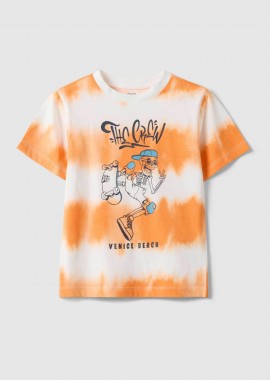 OVS παιδικό T-shirt με σχέδιο και tie-dye print Regular Fit - 002577223 Πορτοκαλί