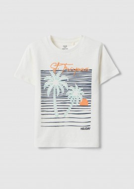 OVS παιδικό T-shirt με print Regular Fit - 002654410 Λευκό