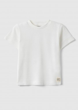OVS παιδικό T-shirt μονόχρωμο με ριγέ σχέδιο Regular Fit - 002654417 Λευκό