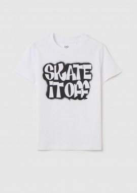 OVS KIDS - OVS παιδικό T-shirt μονόχρωμο με lettering print Regular Fit - 002263387 Λευκό
