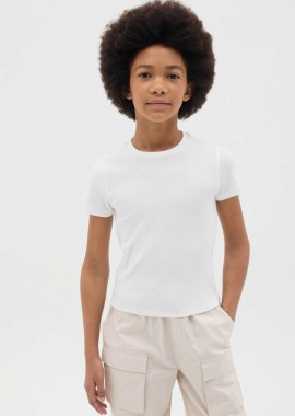 OVS παιδικό T-shirt μονόχρωμο Slim Fit - 002267257 Λευκό
