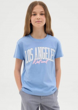OVS παιδικό T-shirt με lettering print Regular Fit - 002267292 Γαλάζιο
