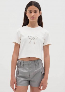 OVS KIDS - OVS παιδικό τοπ cropped με διάτριτο σχέδιο Regular Fit - 002362540 Λευκό