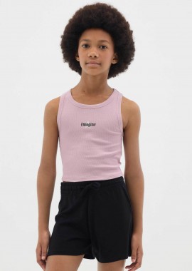 OVS παιδικό αμάνικο τοπ cropped μονόχρωμο με print Regular Fit - 002272700 Ροζ Ανοιχτό
