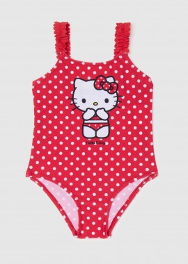 OVS βρεφικό μαγιό ολόσωμο με Hello Kitty print και πουά σχέδιο - 002259038 Κόκκινο