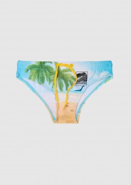 OVS παιδικό μαγιό σλιπ για αγόρια με tropical print - 002274052 Γαλάζιο