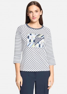 BETTY BARCLAY - Betty Barclay γυναικεία μπλούζα με ριγέ print και στρας - 2752/1827 Μπλε