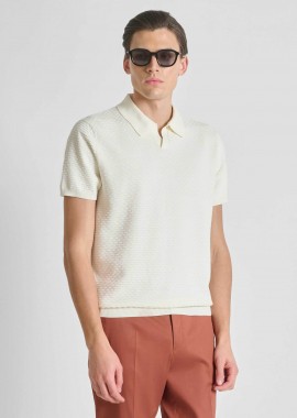 Antony Morato ανδρική μπλούζα πόλο textured Regular Fit - SW01601YA100071 Κρέμ