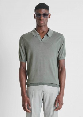 Antony Morato ανδρική μπλούζα πόλο με μετάξι Slim Fit - SW01608YA200091 Λαδί