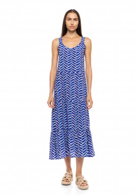 Pink Label γυναικείο φόρεμα maxi παραλίας με print 