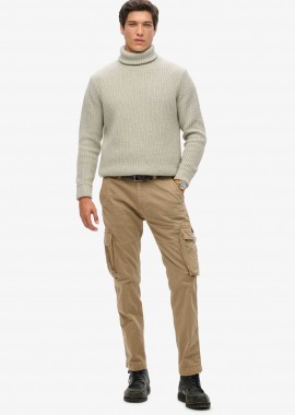 Superdry ανδρικό παντελόνι cargo με logo patch Regular Fit - M7011132A Καμηλό