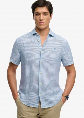 SUPERDRY & CO - Superdry ανδρικό λινό πουκάμισο με κεντημένο λογότυπο Relaxed Fit