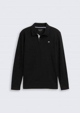 TOM TAILOR - Tom Tailor ανδρική μπλούζα πόλο με monogram Regular Fit - 1043278 Μαύρο