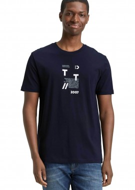 TOM TAILOR - Tom Tailor ανδρικό T-shirt με print Basic Fit - 1043491 Μπλε Navy