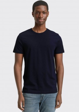 TOM TAILOR - Tom Tailor ανδρικό T-shirt μονόχρωμο Slim Fit - 1048995 Μπλε Σκούρο