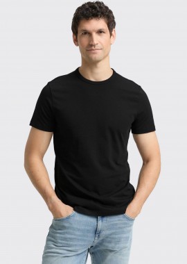 TOM TAILOR - Tom Tailor ανδρικό T-shirt μονόχρωμο Slim Fit - 1048995 Μαύρο