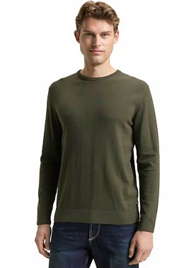 TOM TAILOR - Tom Tailor ανδρικό πουλόβερ μονόχρωμο Regular Fit - 1049500 Χακί