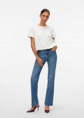 VERO MODA - Vero Moda γυναικείο τζιν παντελόνι ψηλόμεσο πεντάτσεπο Straight Fit - 10315494 Denim Blue