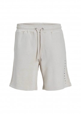 JACK & JONES - JACK & JONES ανδρική βερμούδα με ελαστική μέση και λογότυπο Regular Fit - 12248831 Μπεζ