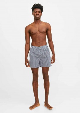 JACK & JONES - JACK & JONES ανδρικό μαγιό σορτς με ριγέ σχέδιο - 12253240 Μπλε Σκούρο