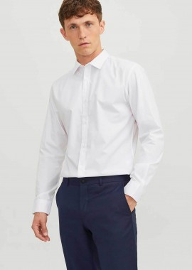 JACK & JONES - JACK & JONES ανδρικό πουκάμισο μονόχρωμο - 12187222 Λευκό