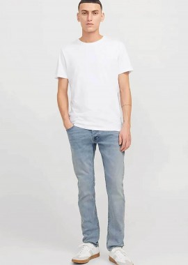 JACK & JONES - JACK & JONES ανδρικό τζιν παντελόνι πεντάτσεπο Slim Fit - 12269466 Denim Blue