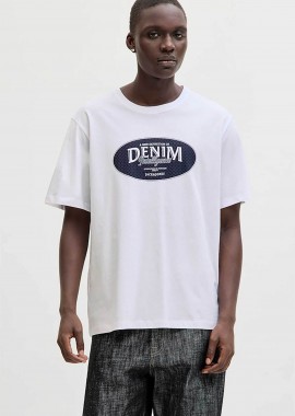JACK & JONES ανδρικό T-shirt μονόχρωμο με logo print Regular Fit - 12290417 Λευκό