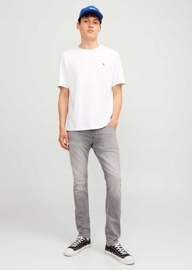 JACK & JONES - JACK & JONES ανδρικό τζιν παντελόνι πεντάτσεπο Slim Fit - 12259333 Γκρι