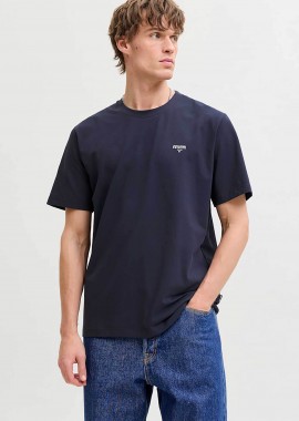 JACK & JONES - JACK & JONES ανδρικό T-shirt με λογότυπο Regular Fit - 12292383 Μπλε Σκούρο
