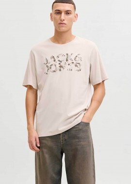 JACK & JONES - JACK & JONES ανδρικό T-shirt με λογότυπο Regular Fit - 12288536 Μπεζ