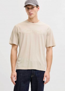 JACK & JONES - JACK & JONES ανδρικό T-shirt με λογότυπο Regular Fit - 12293014 Μπεζ