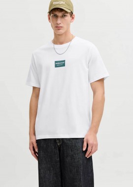 JACK & JONES - JACK & JONES ανδρικό T-shirt με logo frame Relaxed Fit - 12288092 Λευκό