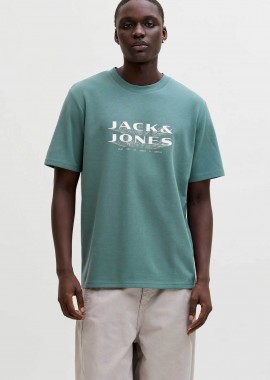 JACK & JONES - JACK & JONES ανδρικό T-shirt με graphic logo Regular Fit - 12289880 Πετρόλ