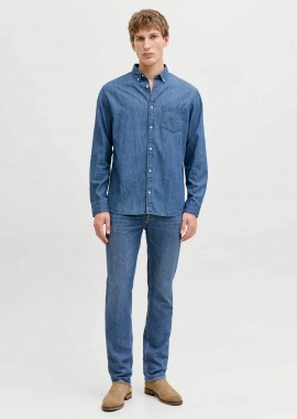 JACK & JONES - JACK & JONES ανδρικό τζιν παντελόνι πεντάτσεπο Regular Fit - 12291693 Denim Blue