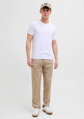 JACK & JONES - JACK & JONES ανδρικό παντελόνι casual με ελαστική μέση Relaxed Fit - 12274977 Καμηλό