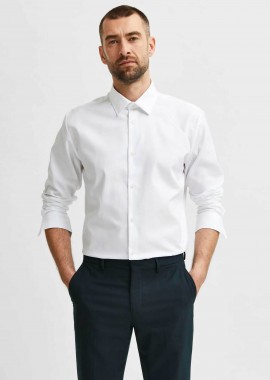 SELECTED - Selected ανδρικό πουκάμισο μονόχρωμο Slim Fit - 16080200 Λευκό