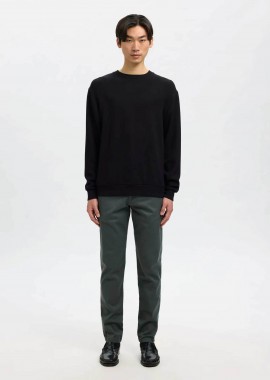 Selected ανδρικό παντελόνι chino μονόχρωμο Slim Fit - 16087663 Πετρόλ