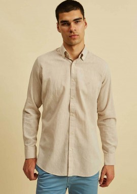 DORS - DORS ανδρικό πουκάμισο μονόχρωμο Regular Fit - 1038011.C02 Εκρού
