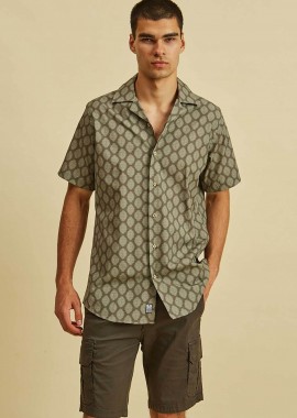 DORS ανδρικό πουκάμισο με all-over print Regular Fit - 1038034.C02 Λαδί