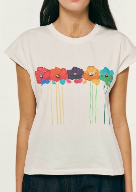 FOREL - Forel γυναικείo T-shirt με print - 082.10.01.055 Εκρού