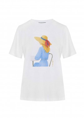 Forel γυναικείo T-shirt με print - 082.10.01.076 Λευκό