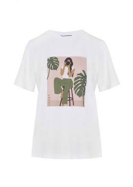 FOREL - Forel γυναικείo T-shirt με print - 082.10.01.079 Λευκό
