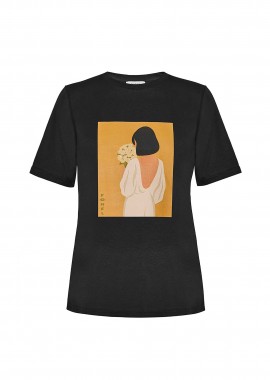 Forel γυναικείo T-shirt με print - 082.10.01.081 Μαύρο