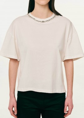 FOREL - Forel γυναικείo T-shirt με στρας - 082.10.01.091 Εκρού