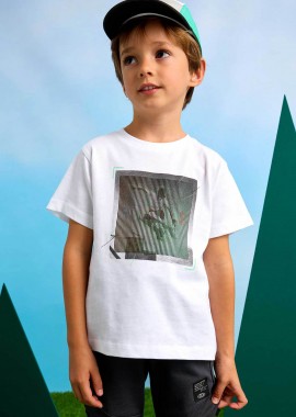 Mayoral παιδικό T-shirt με print - 3035-S25 Λευκό