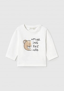 MAYORAL - Mayoral βρεφική μπλούζα με αρκουδάκι - 1038-S25 Λευκό